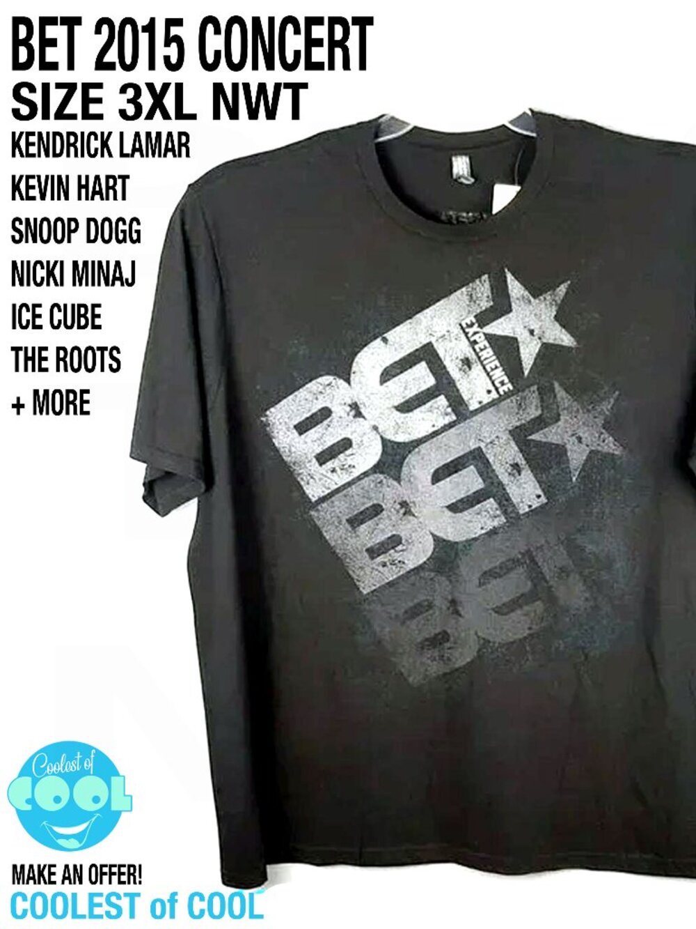 BET concert LA 2015 3XL shirt NWT Kendrick Lamar Nicki Minaj Kevin Hart Snoop +